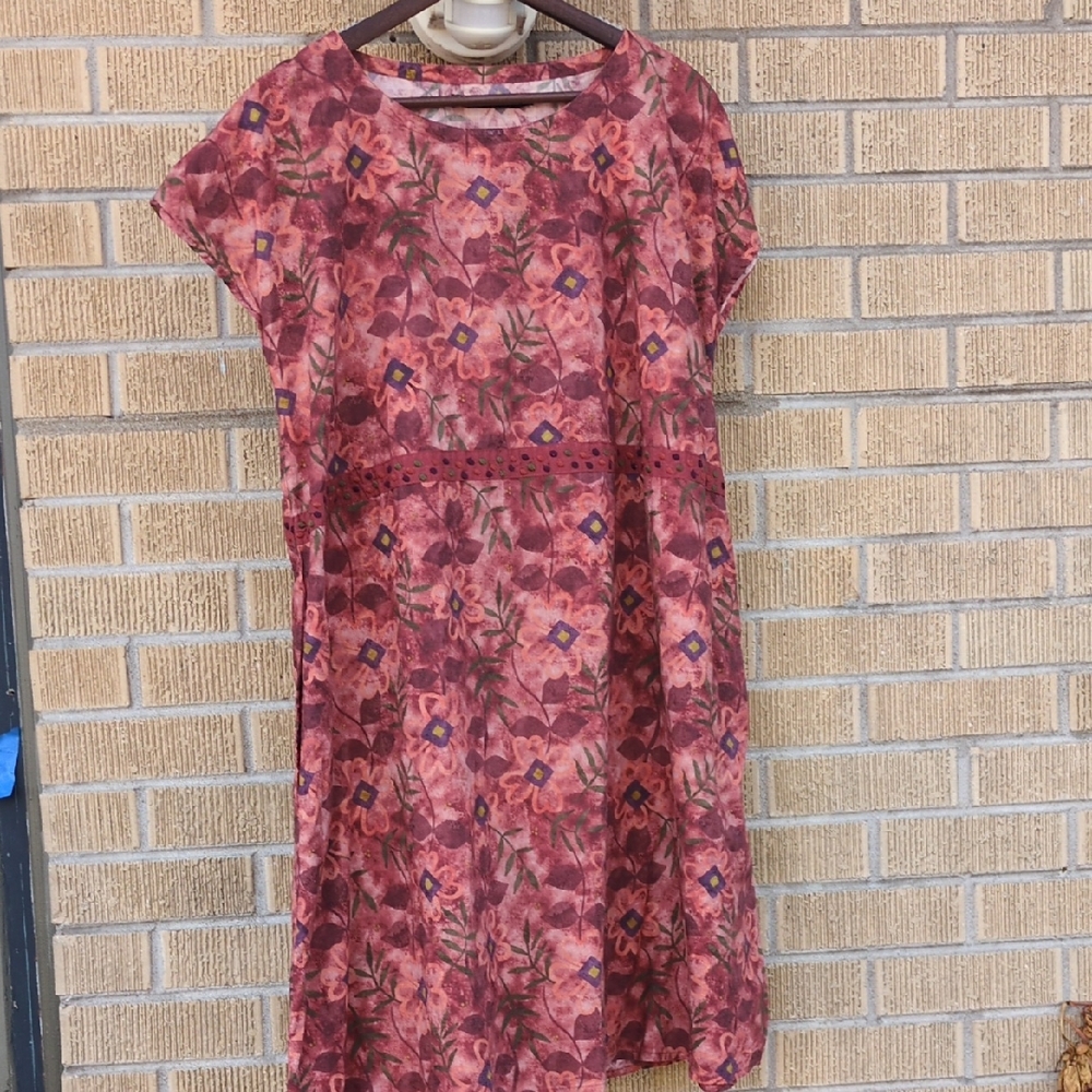 Gudrun Sjoden Floral Burgundy Midi Dress